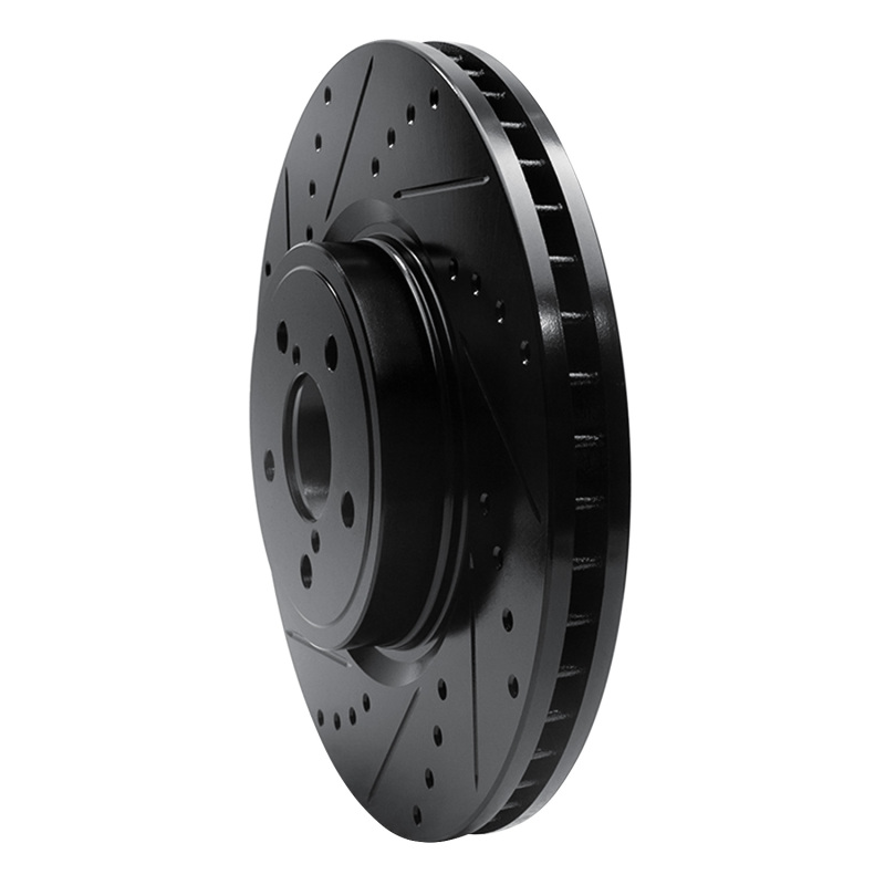 Subaru Outback Brake Rotor (1) - Front Left - R1 Concepts - Drilled & Slotted - Black - `05-`18